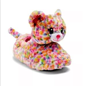 Build A Bear Girls Rainbow Confetti Kitty Slippers Size SMALL 10/11